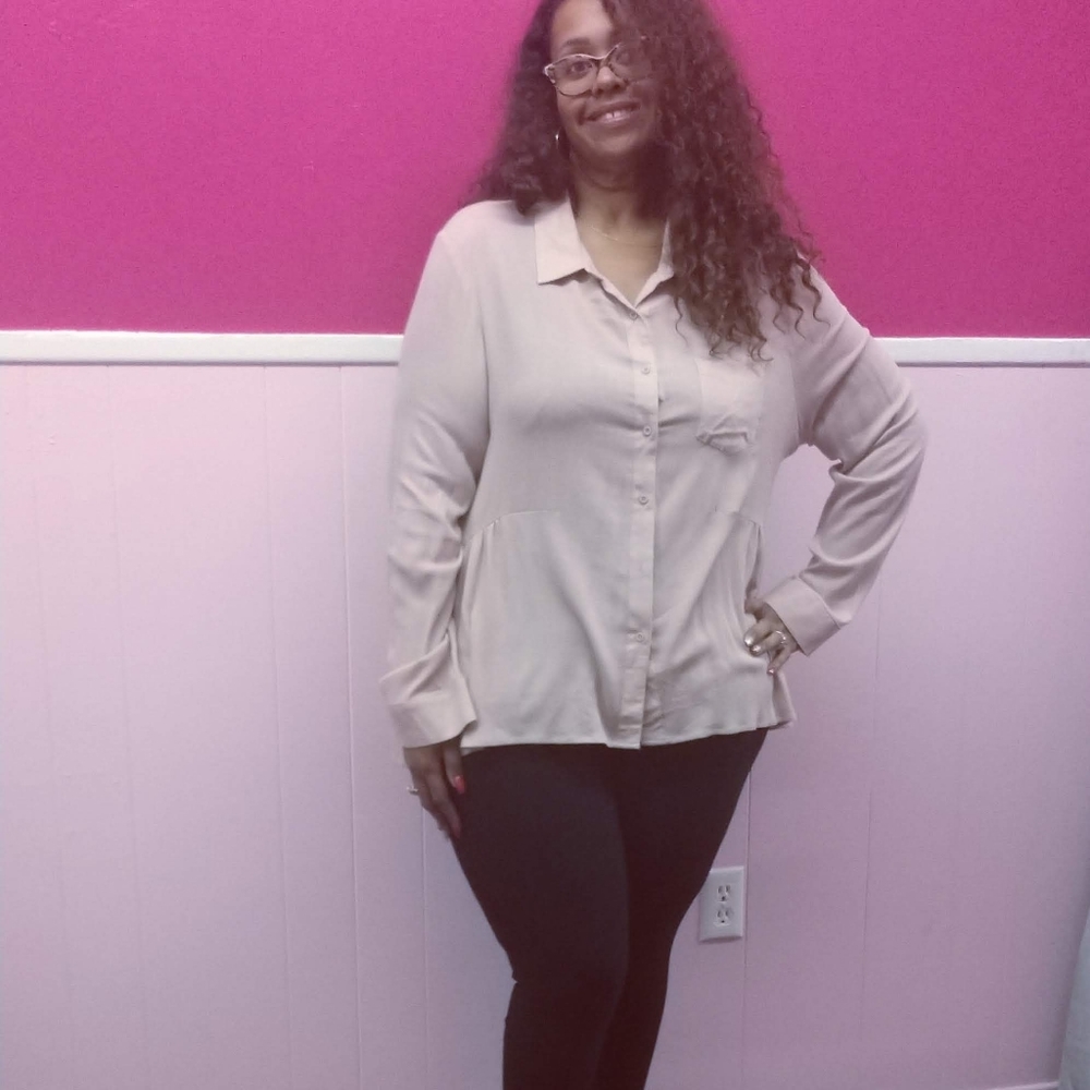 Long sleeve blouse with high low hem